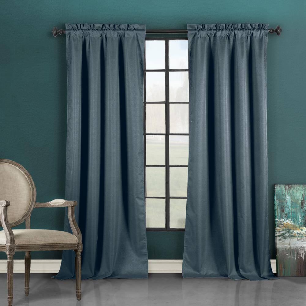Liam 37 in. W x 96 in. L Polyester Window Panel in Blue