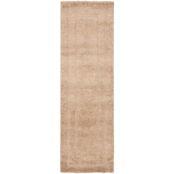 SAFAVIEH Florida Shag Beige 2 ft. x 11 ft. Border Runner Rug