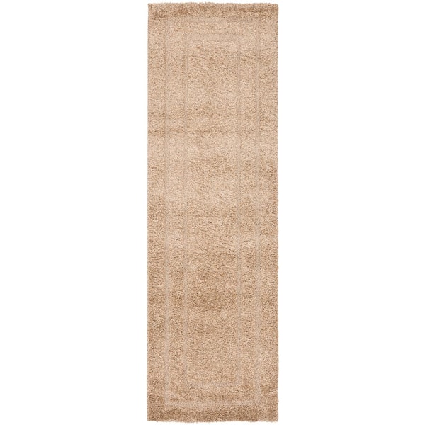 Florida Shag Beige 2 ft. x 8 ft. Border Runner Rug