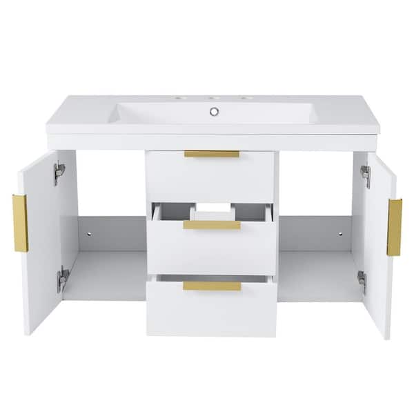 Ziyudura 36 in. Single Sink Floating White Bath Vanity with White