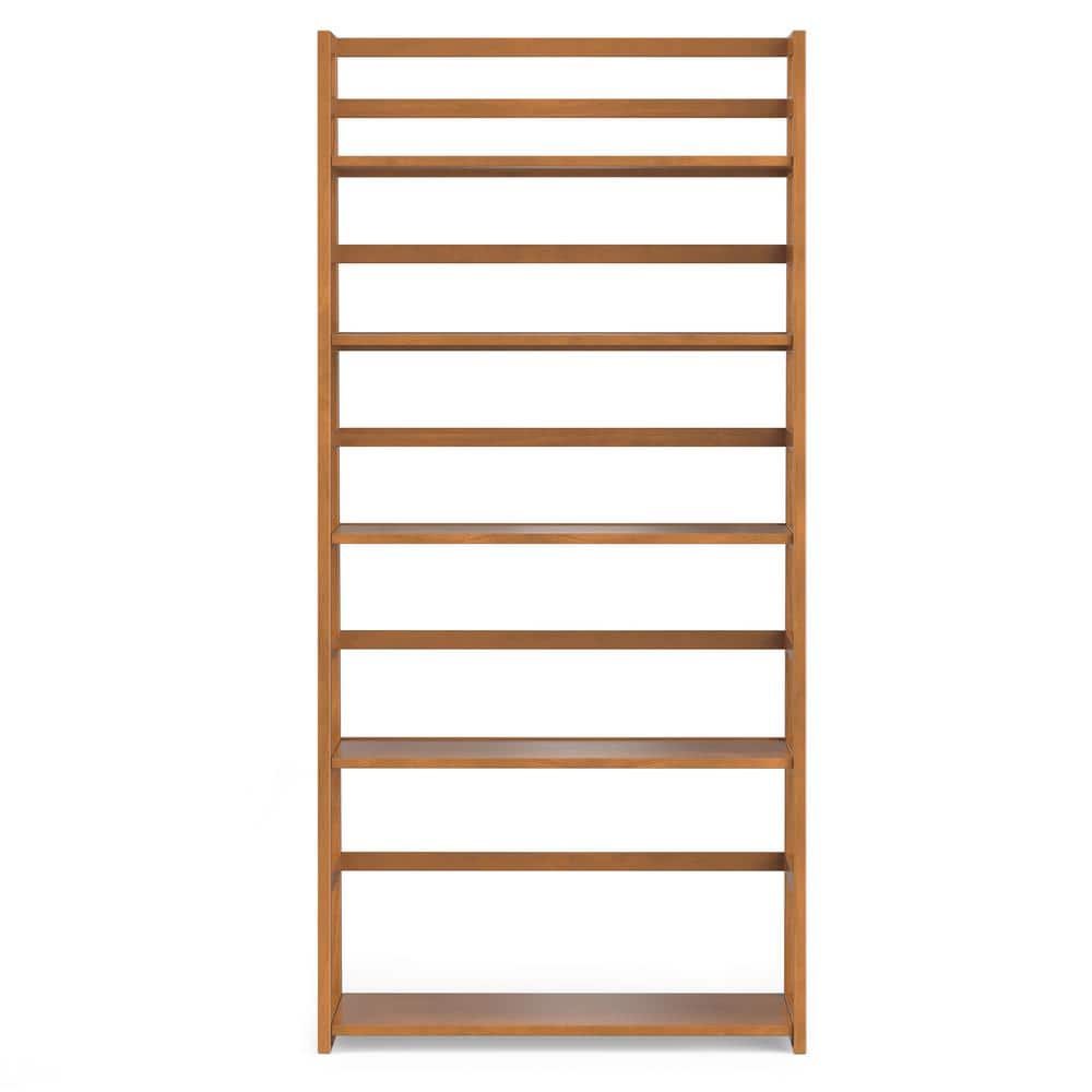 Acadian Solid Wood 63'' Ladder Shelf in Light Golden Brown