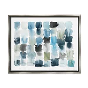 Ocean Inspired Abstract Tiles Blue Green Watercolor by Grace Popp Floater Frame Abstract Wall Art Print 25 in. x 31 in.
