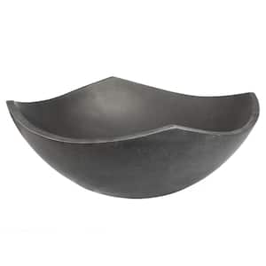 Arched Edges Stone Round Bowl Vessel Sink in Black Lava Stone