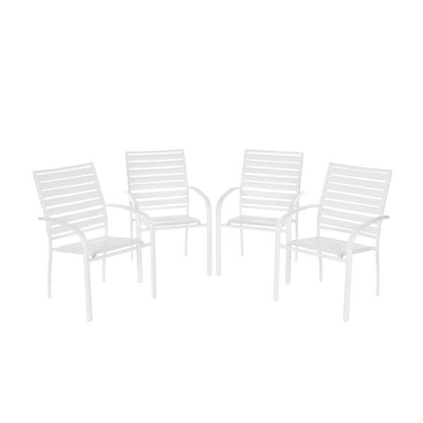 Hampton Bay Commercial Aluminum Outdoor Dining Chair in White (4-Pack)