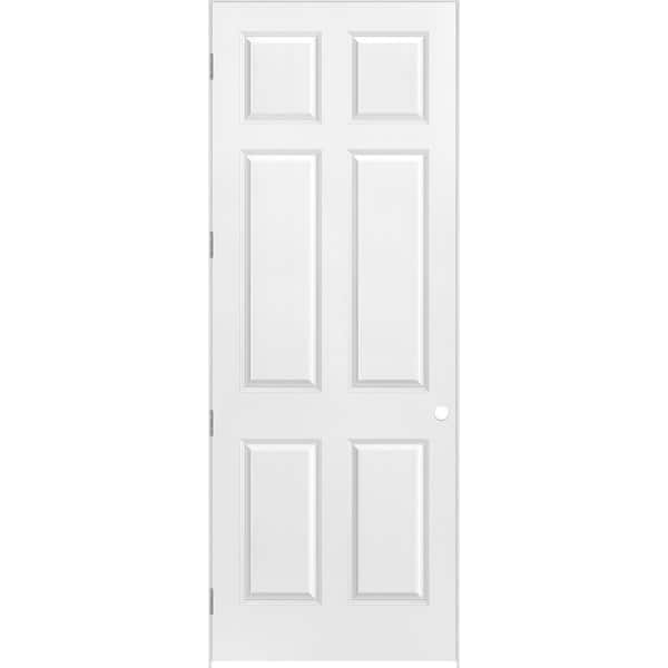 Masonite 24 in. x 96 in. 6-Panel Right-Handed Hollow-Core Textured Primed White Composite Single Prehung Interior Door