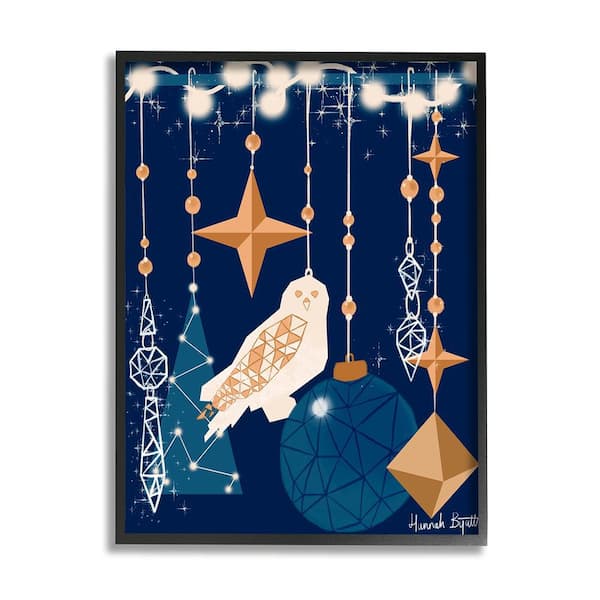 Stupell Industries Geometric Winter Owl by Hannah Byatt 1 Piece Framed Graphic Print Animal Poster Art Print 14 in. x 11 in.
