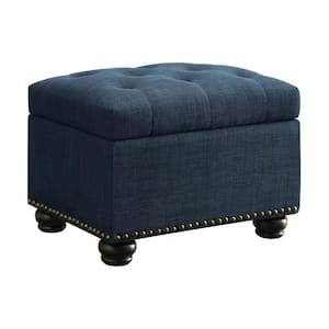 Designs4Comfort 5th Avenue Dark Blue Fabric Storage Ottoman