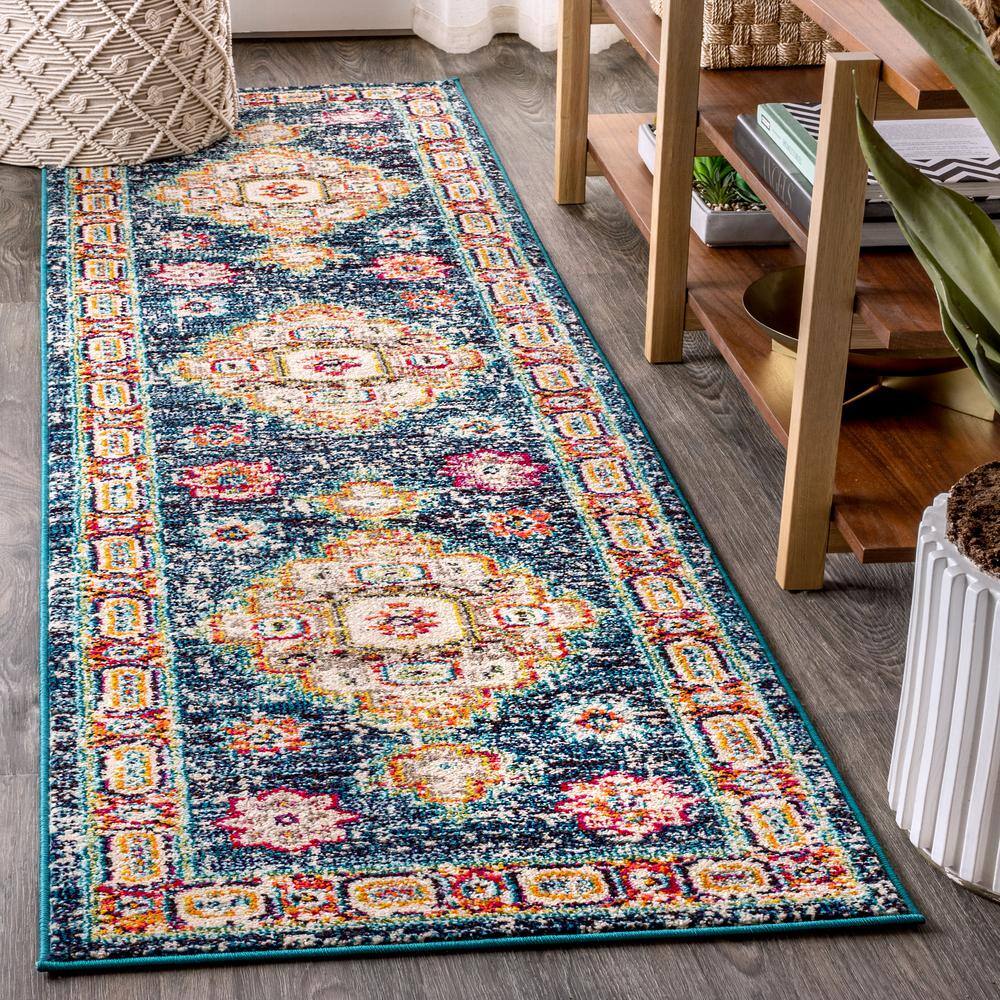 JONATHAN Y Bohemian FLAIR Boho Vintage Medallion Navy/Red 2 ft. 3 in. x 8 ft. Runner Rug