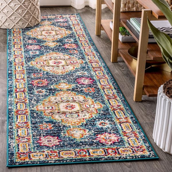 JONATHAN Y Bohemian FLAIR Boho Vintage Medallion Navy/Red 2 ft. 3 in. x 8 ft. Runner Rug