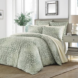 Abingdon 3-Piece Green Floral Cotton King Comforter Set
