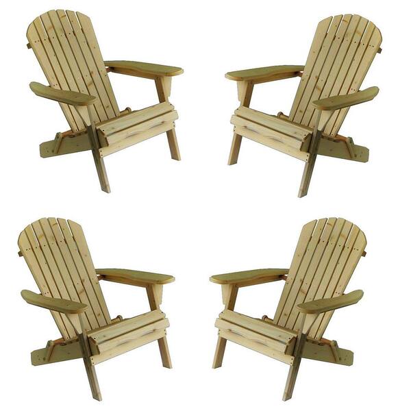 W Unlimited Classic Natural Folding Wood Oceanic Adirondack Chair (4-Pack)