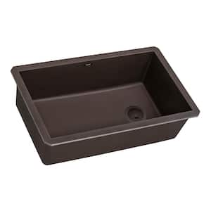 32 in. Single Bowl Undermount Granite Composite Kitchen Sink in Espresso Brown