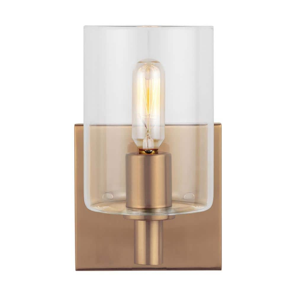 Generation Lighting Fullton Modern 1 Light Led Indoor Dimmable Satin Brass Gold Bath Vanity Wall 0382