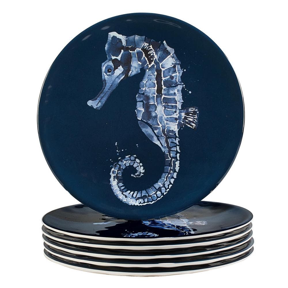 Sea Life Blue Melamine 9" Salad/Dessert Plates Set of 6
