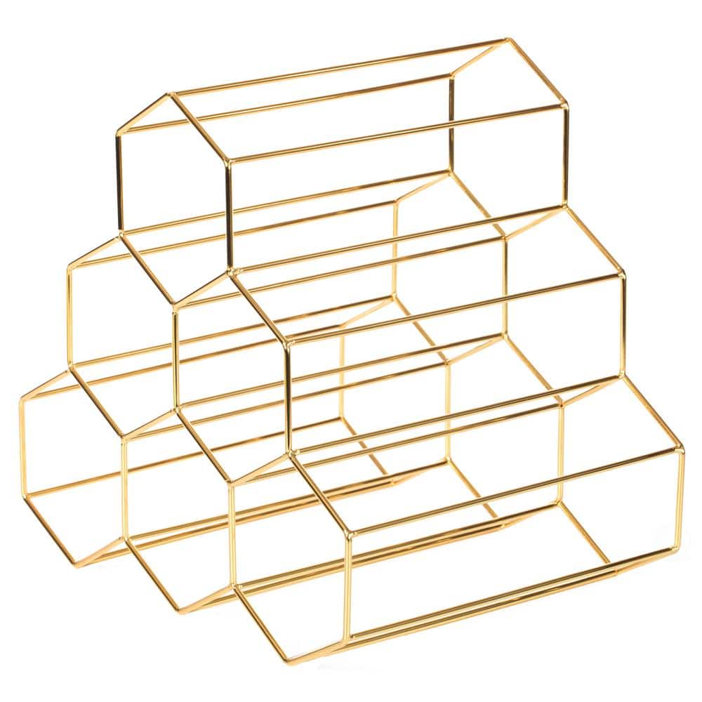 6-Bottle Gold Metal Modern Beehive Honeycomb Shape Countertop Wine Bottle Holder Rack Stand price history on PriceWatchPro