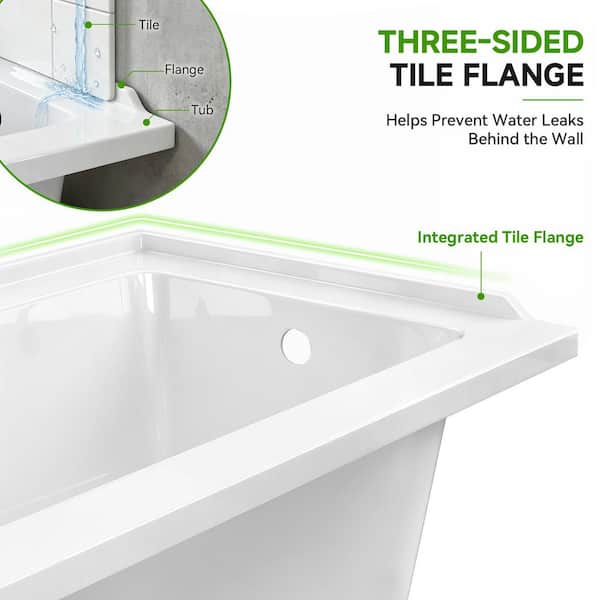 Zeafive Dor 54 in. x 32 in. Rectangular Acrylic Soaking Drop-In