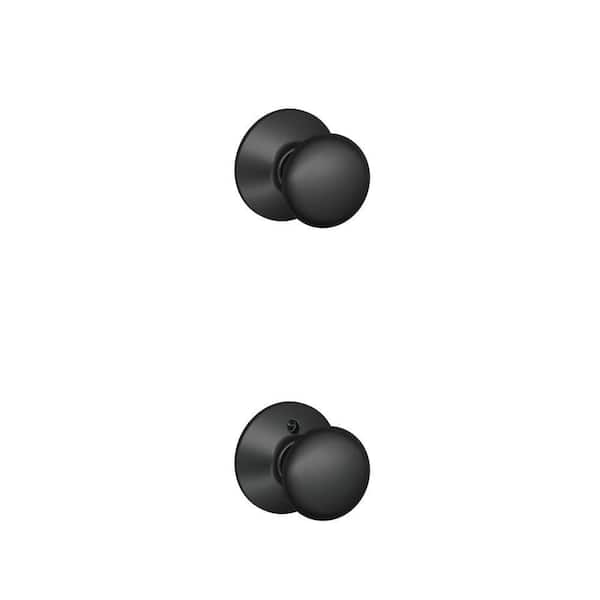 Plymouth Matte Black Privacy Bed/Bath Door Knob and Dummy Door Knob Combo