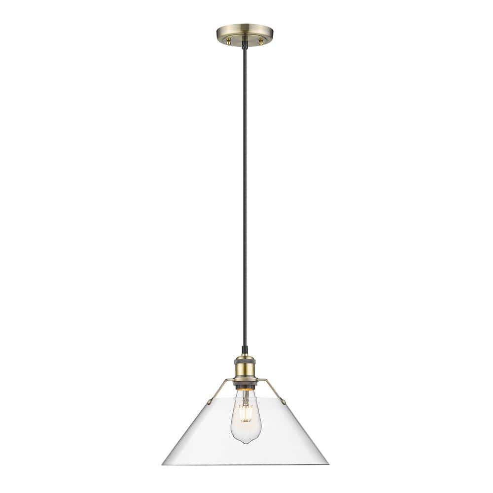 Orwell 100-Watt 1-Light Aged Brass and Clear Glass Pendant Light price history on PriceWatchPro