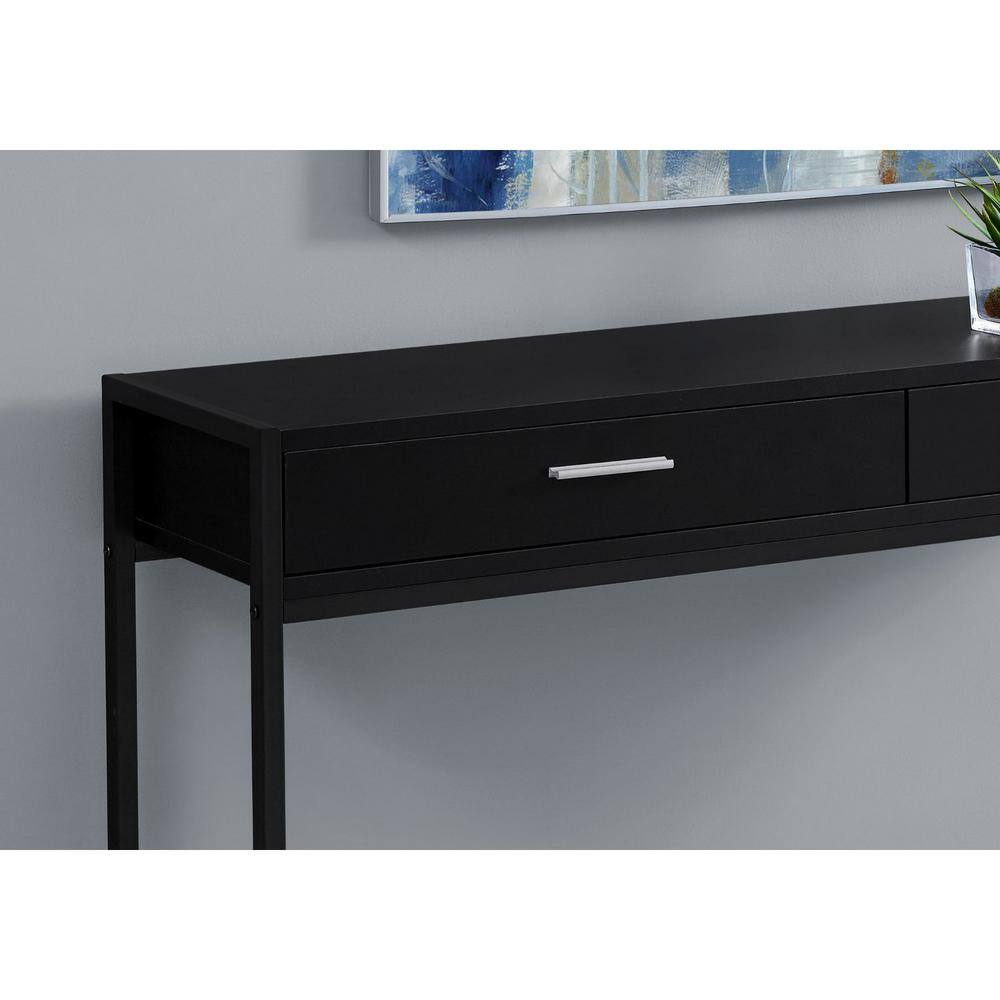 Modern Black Metal & Wood Console Table with Storage - 48"x32"