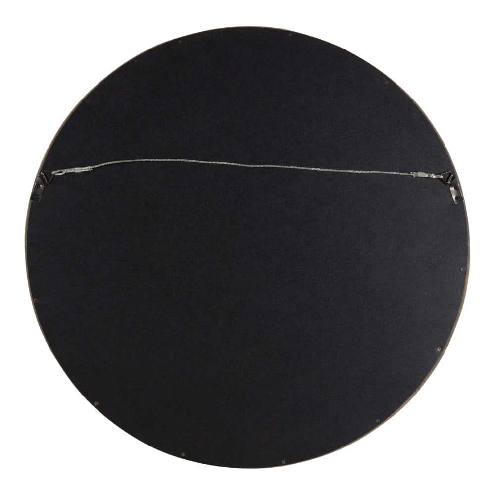 22" Gray Round Wood Frame Wall Mirror