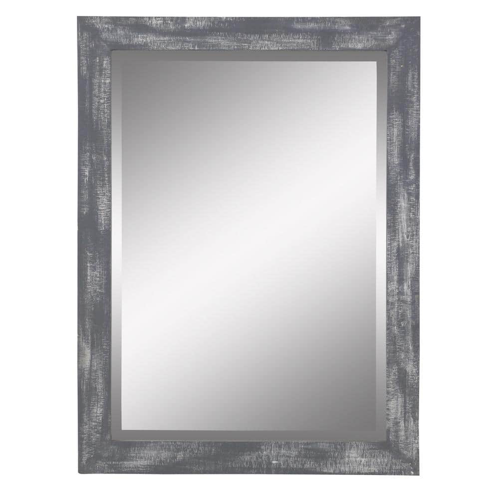 Nutmeg Gray Rustic Solid Wood Rectangular Wall Mirror 40" x 30"