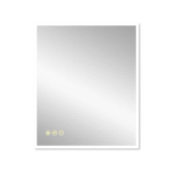 Satico 30 in. W x 36 in. H Rectangular Frameless Anti-Fog Wall Mounted LED Light Bathroom Vanity Mirror in Silver