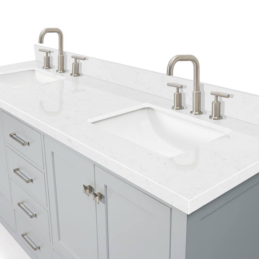 Cambridge 72" Gray Double Sink Vanity with Quartz Top