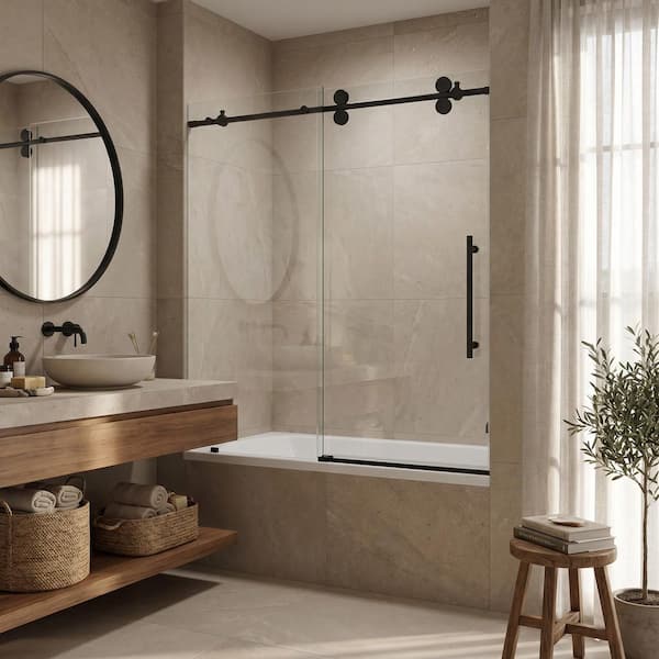 14625 クリスタルパラディン VIGO Elan 60 in. W x 66 in. H Sliding Frameless Tub Door with