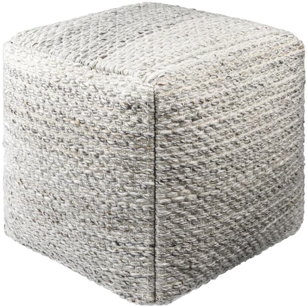Artistic Weavers Averill Light Gray Cottage Polyester 18 in. L x 18 in. W x 18 in. H Pouf