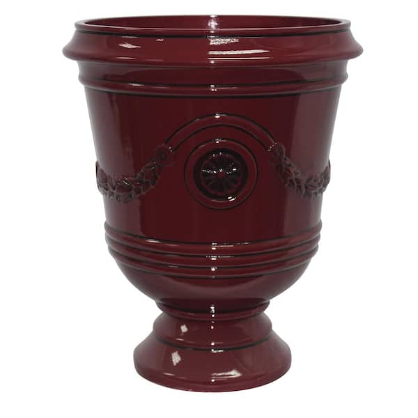 Southern Patio Porter Large 15.50 in. x 18 in. 20 Qt. Oxblood Resin Composite Urn Outdoor Planter