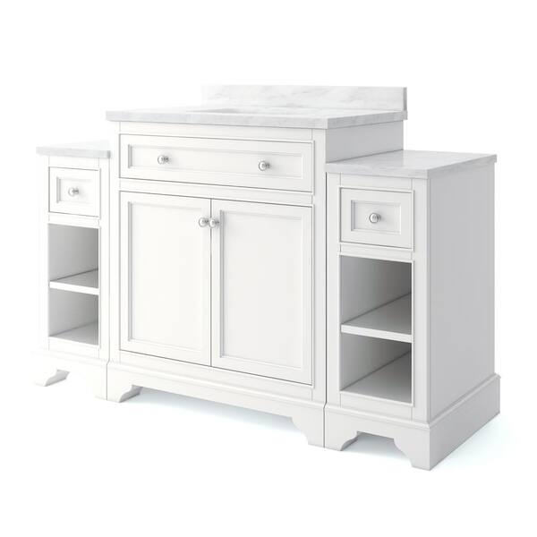 Mornington 54 in. W x 21 in. D Single Bath Vanity in Grey with Marble Vanity Top in White with White Sink