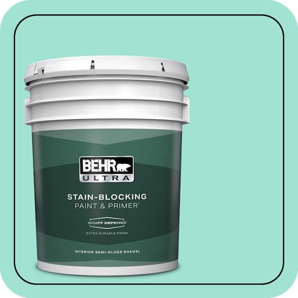BEHR ULTRA 5 gal. #P430-2 Aqua Wish Extra Durable Semi-Gloss Enamel Interior Paint & Primer