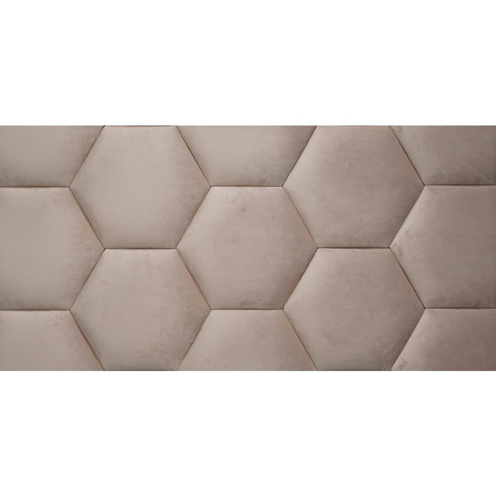 WALL!SUPPLY Luxury Velvet 2Piece 3D Textile Hexagon Wall Panels, Creme