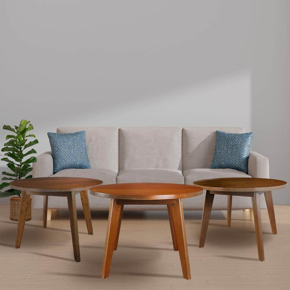 Genuine 24" Round Walnut Coffee Table with Solid Wood