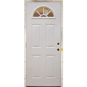 32 in. x 80 in. Fan Lite Replacement Primed White Steel Prehung Front Door