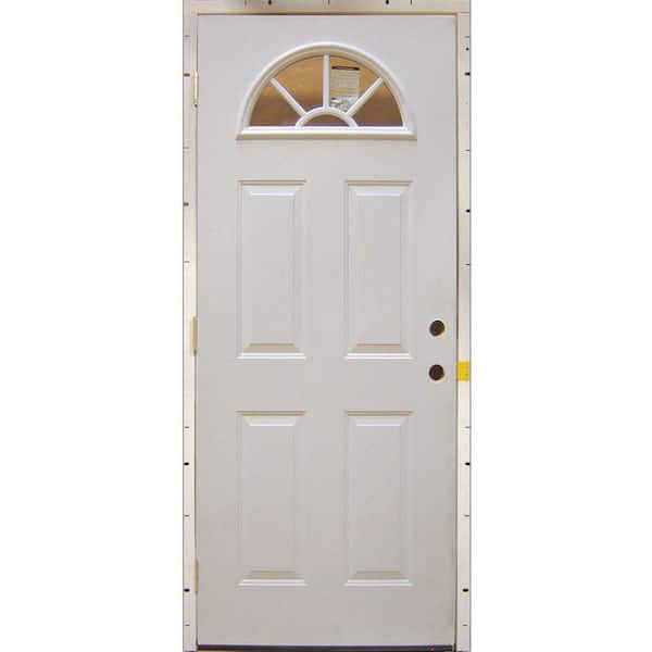 MMI Door 36 in. x 80 in. Fan Lite Replacement Primed White Steel Prehung  Front Door 36MP225LH - The Home Depot