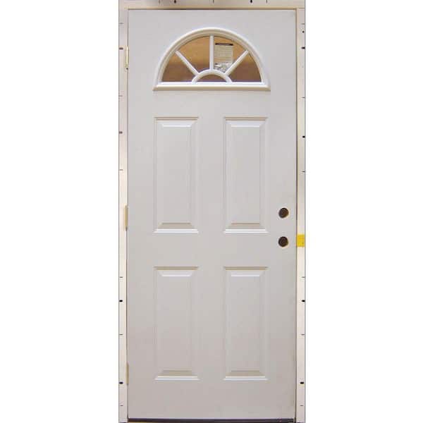 MMI DOOR 36 in. x 80 in. Fan Lite Replacement Primed White Steel Prehung Front Door