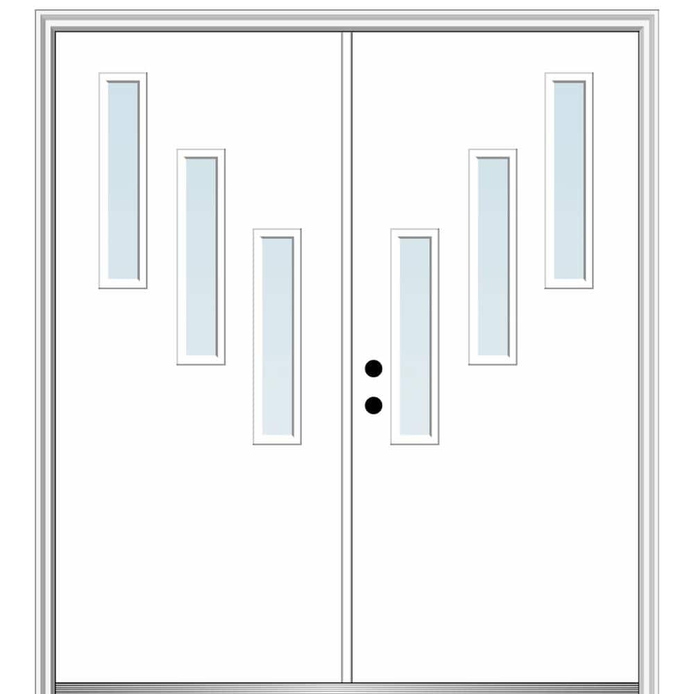 MMI Door Davina 60 in. x 80 in. Right-Hand Inswing 3-Lite Clear Low-E Primed Fiberglass Prehung Front Door on 6-9/16 in. Frame