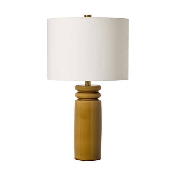 Generation Lighting - Feikudo 25 in. Cracked Honey Bedroom Home Office Living Room Table Lamp With White Linen Shade