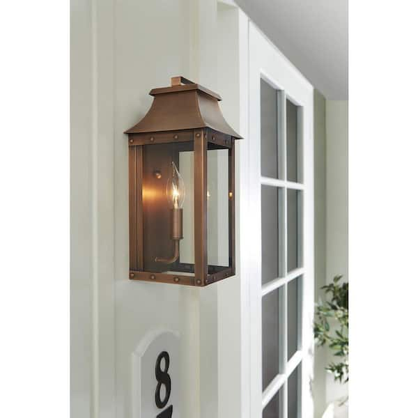 Manchester Collection 1-Light Copper Patina Outdoor Wall Lantern Sconce