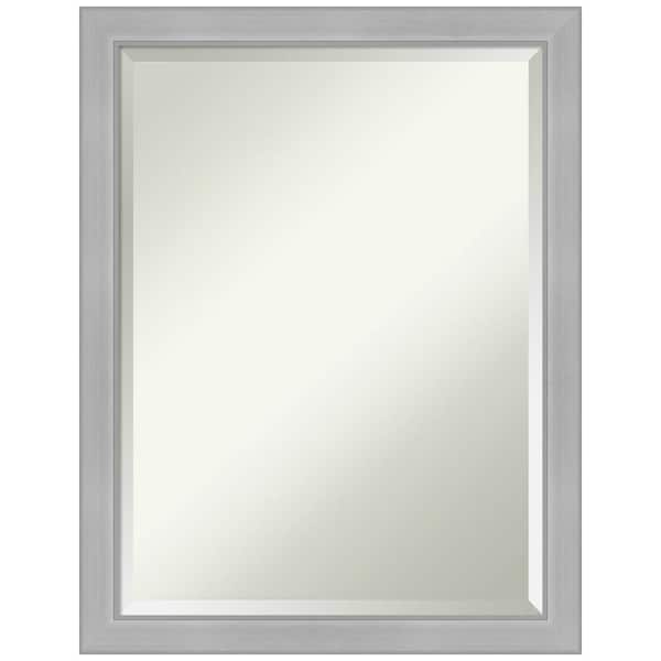 Amanti Art Medium Rectangle Vista Brushed Nickel Beveled Glass Modern Mirror (26.75 in. H x 20.75 in. W)