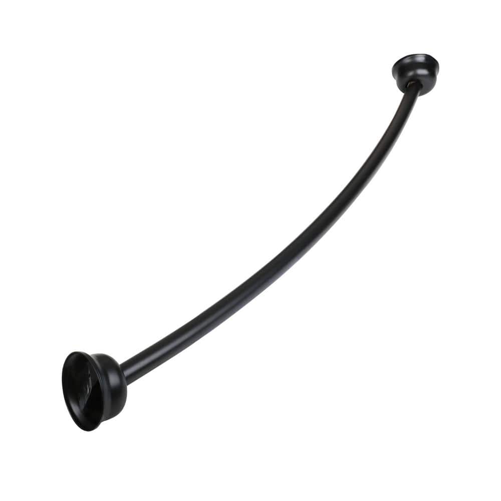 Black Aluminum 72" Curved Shower Rod with PEVA Liner
