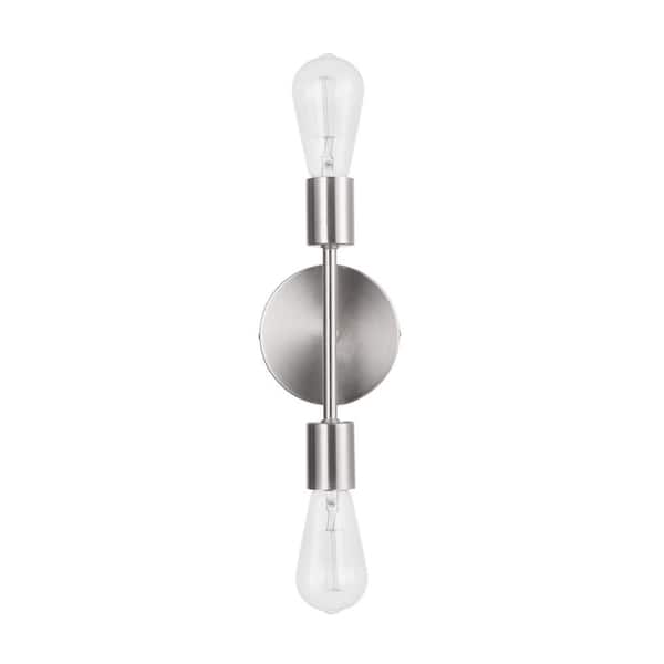 Hampton Bay Stockport 2-Light Brushed Nickel Wall Sconce