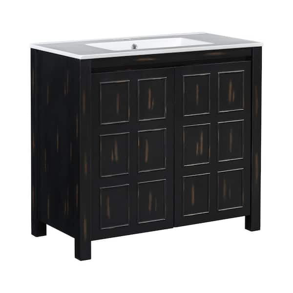 36 in. W x 18.3 in. D x 34 in. H Single Sink Freestanding Bath Vanity in Espresso with White Ceramic Top