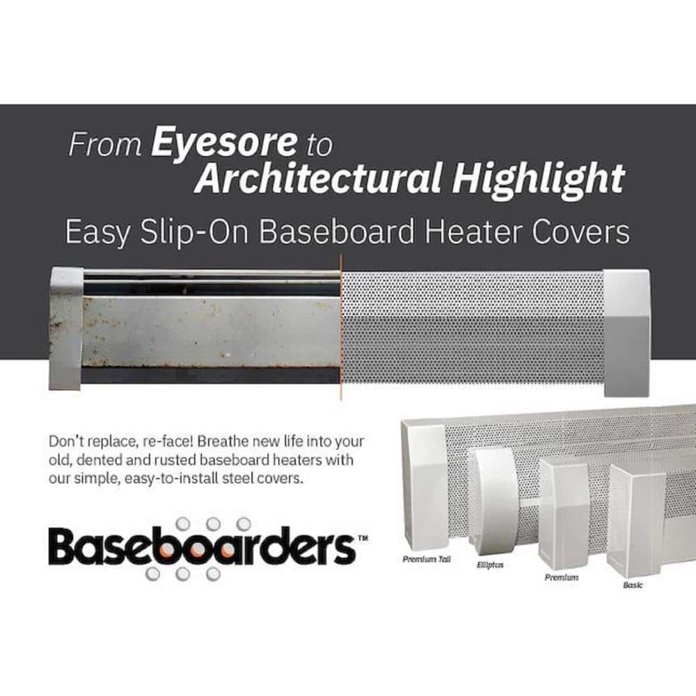 Elliptus White Galvanized Steel Slip-On Baseboard Heater Cover Set