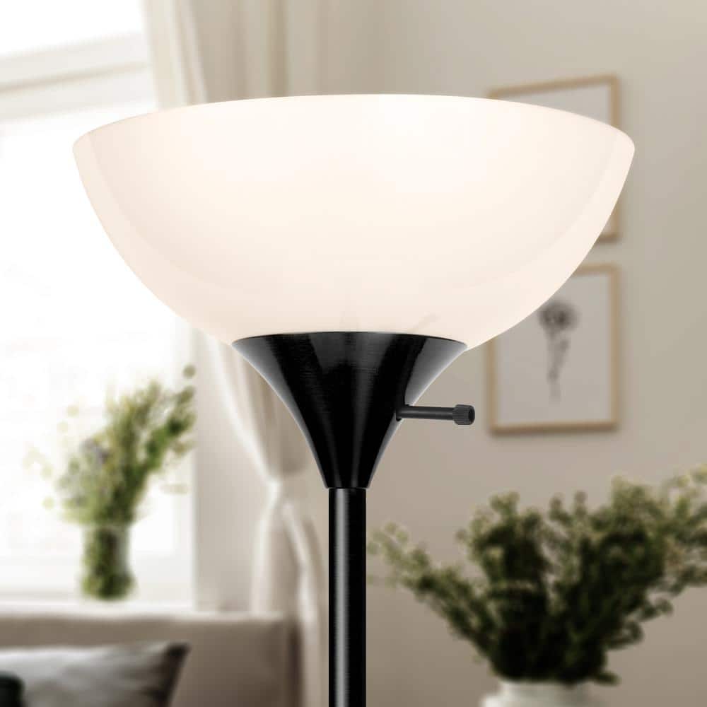 Classic Black 72" LED Torchiere Floor Lamp