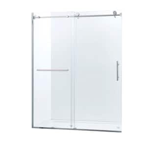 Buck 56-60 in. W x 75 in. H Single Sliding Semi-Frame Shower Door in Chrome with 8mm Thick SGCC Tempered Glass