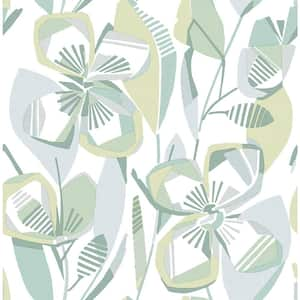 Nathalie Light Green Abstract Blooms Wallpaper