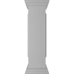Straight 40 in. x 10 in. White Box Newel Post with Panel, Peaked Capital and Base Trim (Installation Kit Included)