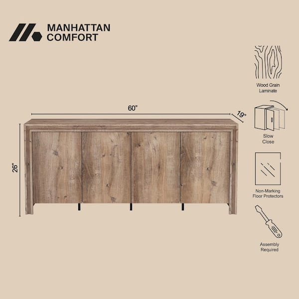 Manhattan Comfort Corin 60 in. Contemporary Brown Composite Wood